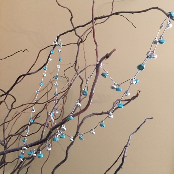 Hand made chain with hanging turquoise and silver - Picture 3 of 7